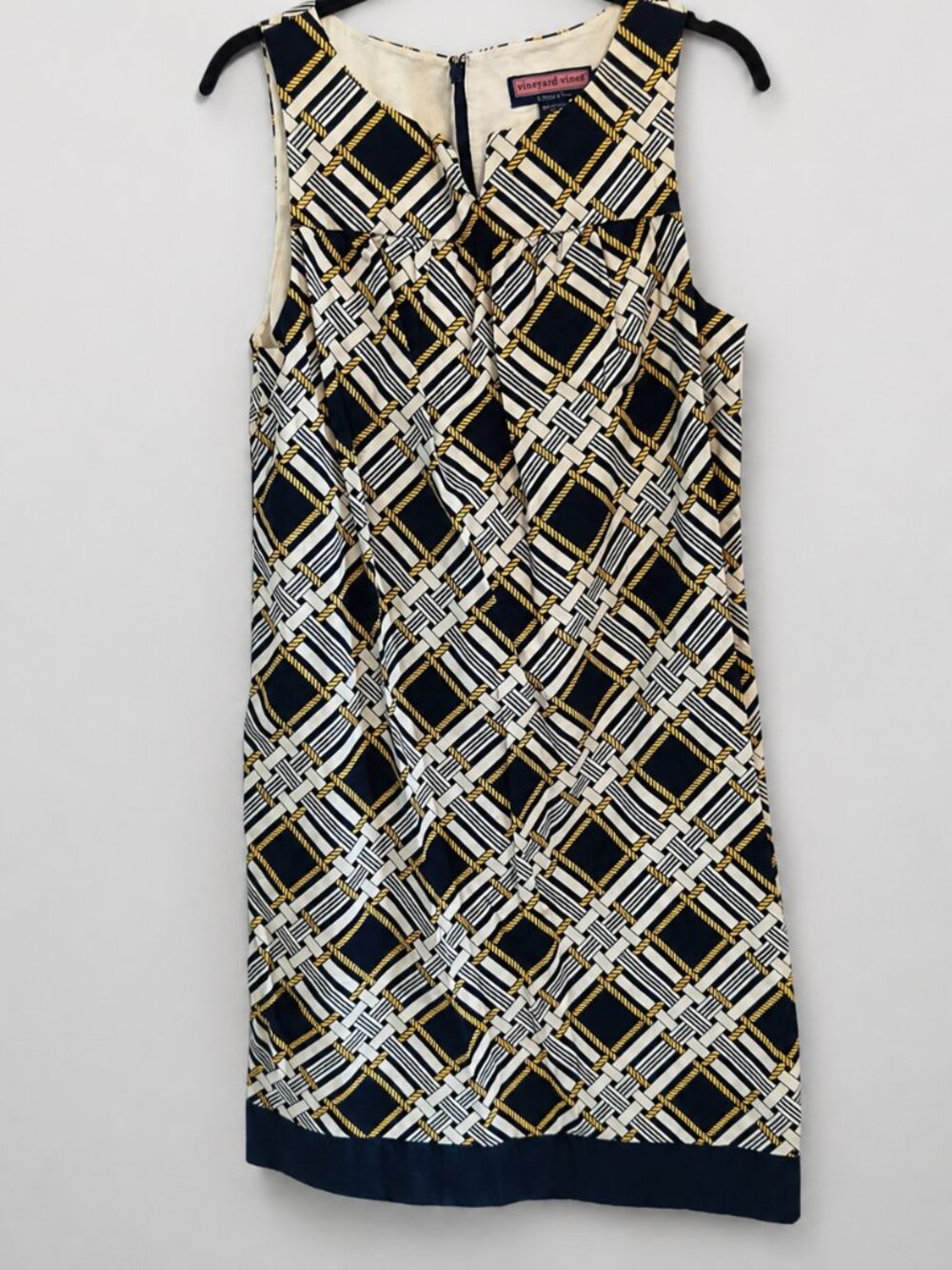Vineyard Vines Dress Size 10 Navy Yellow Rope Print Sleeveless GUC